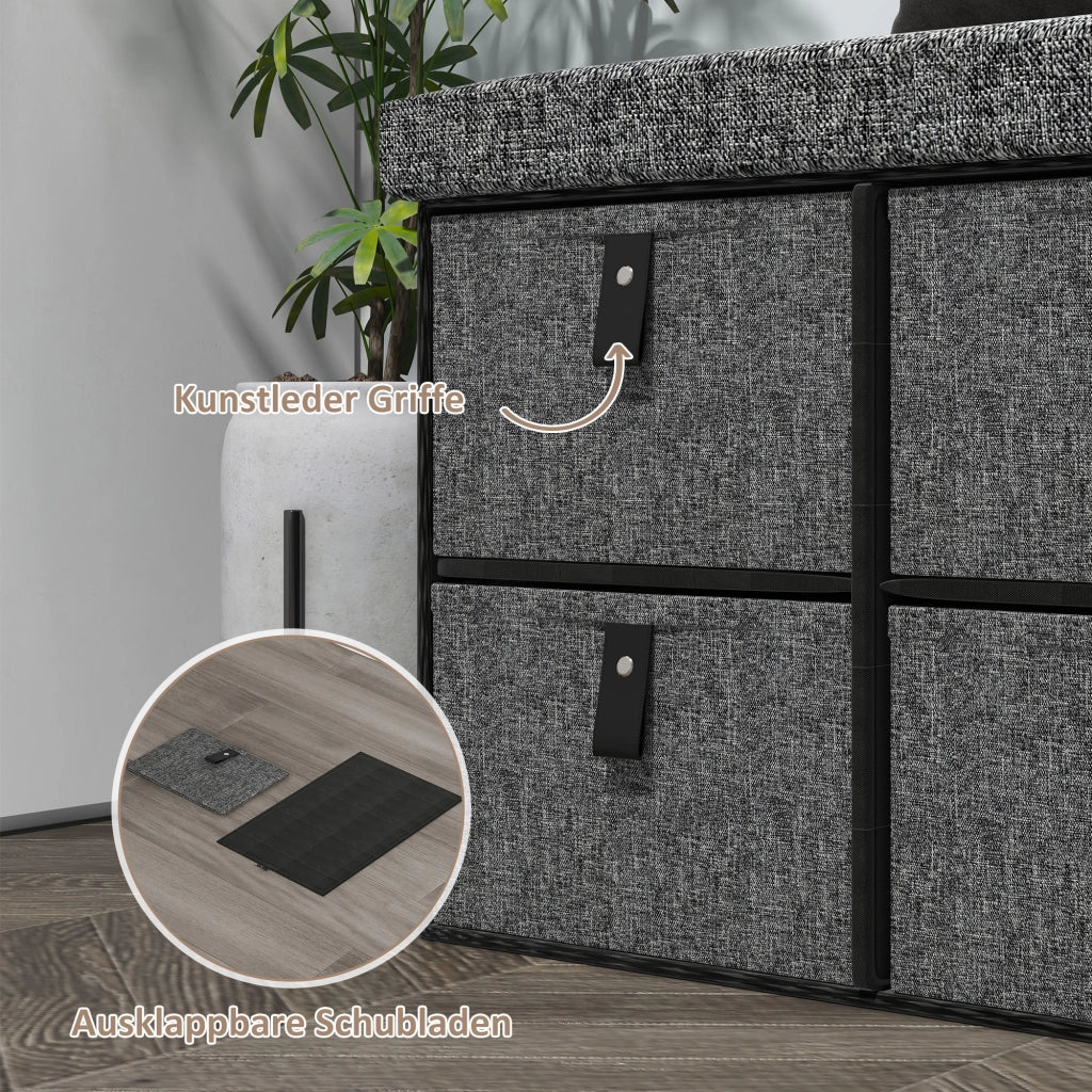 Panca Scarpiere Imbottita ¨C zephmum ¨C Grigio 6 Scomparti