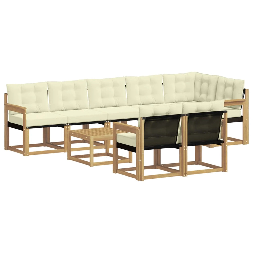 Set di divani da esterno 9 pz Bianco e Crema 3389612