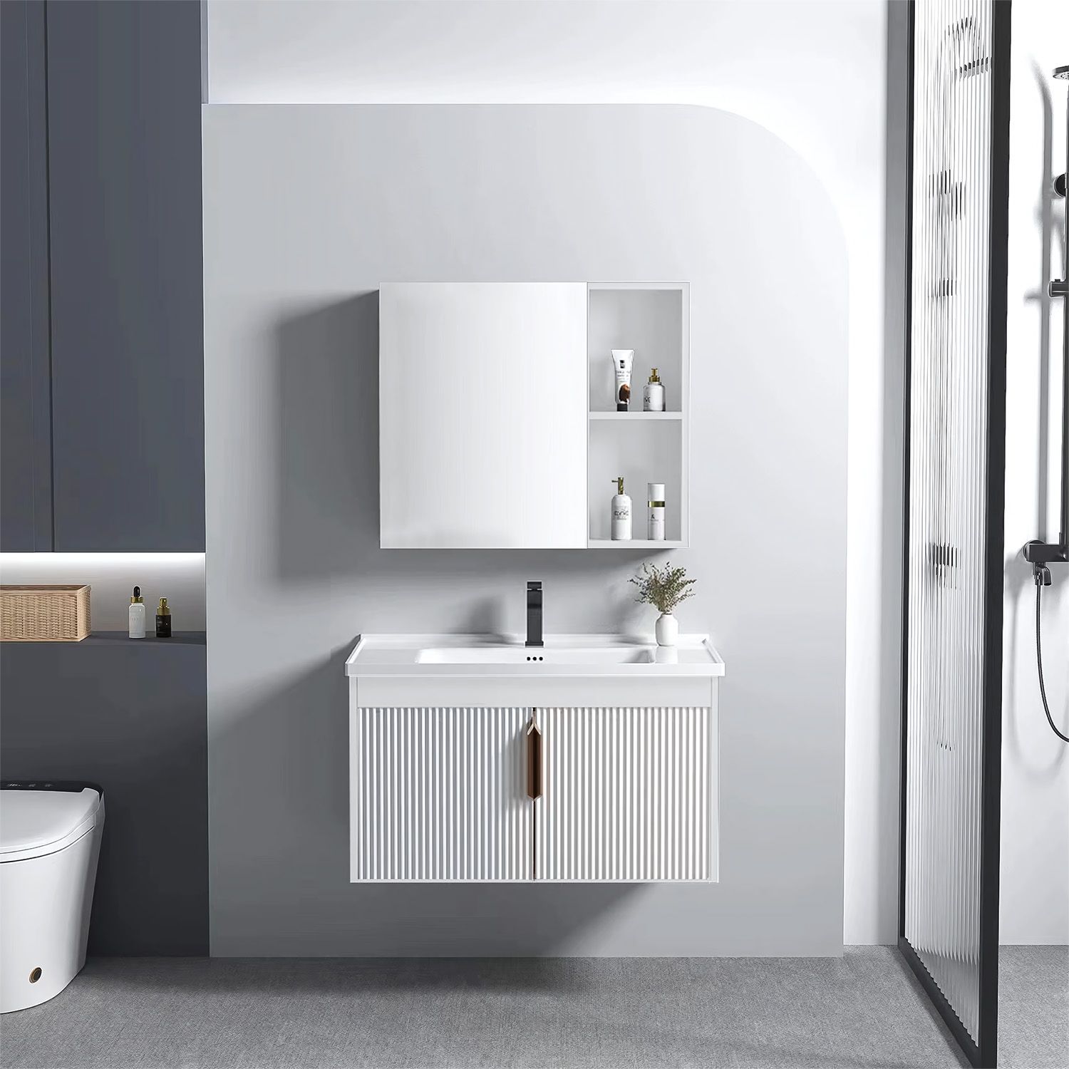 Set Di Mobili Da Bagno Con Lavabo Astor 60cm White