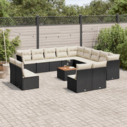 Set Divani da Giardino 14pz con Cuscini in Polyrattan Nero 3223935