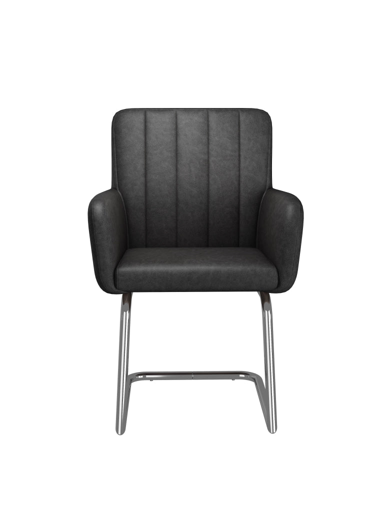 Set di 2 sedie da pranzo in PU nero con gambe in metallo a Z
