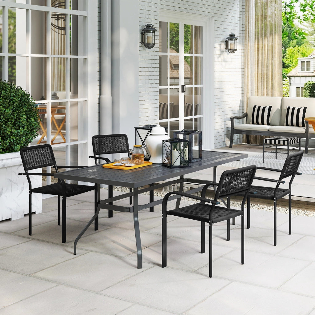 Sedia da pranzo da giardino esterno apilabile con braccioli ¨C zephmum ¨C nero 55x60x83 cm