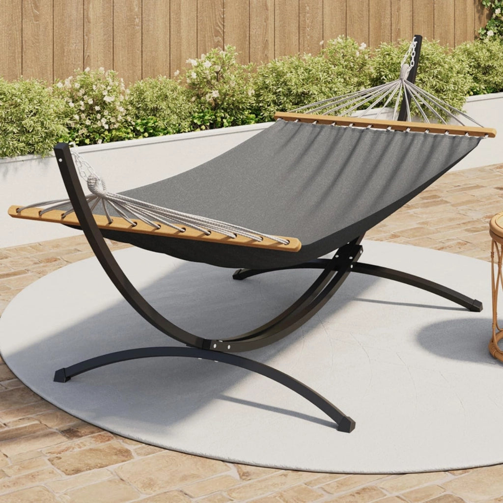 Amaca XL con supporto in metallo nero e telo grigio antracite