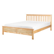 Letto matrimoniale moderno in legno massiccio con doghe in marrone chiaro 140 x 200 cm stile scandinavo