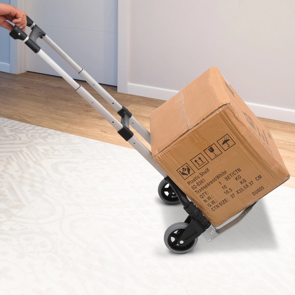 Carrello pieghevole in alluminio ¨C Xylo ¨C 2 ruote, capacit¨¤ 70 kg, manico estensibile, 41x38,5x100 cm