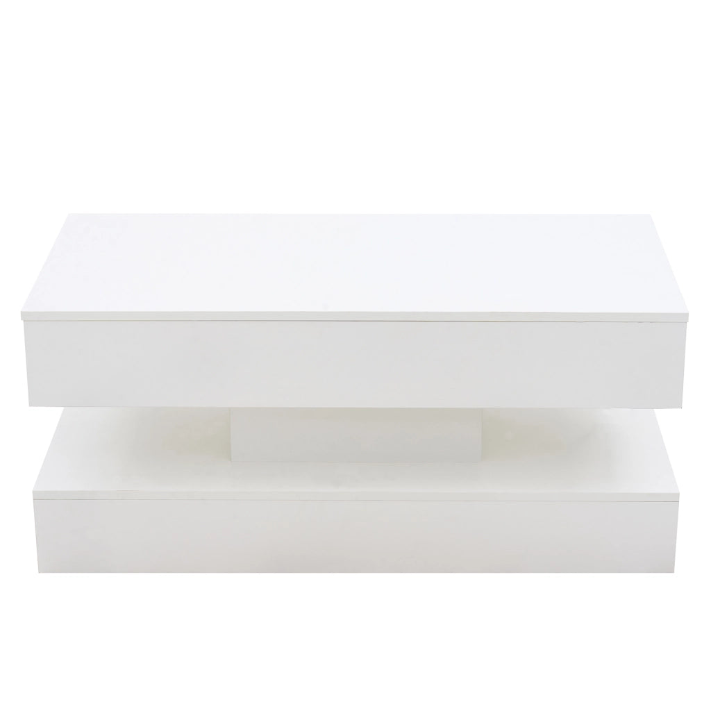 Tavolino moderno con illuminazione LED e vano nascosto - Zephmum- 100x50x42 cm, carico 50 kg