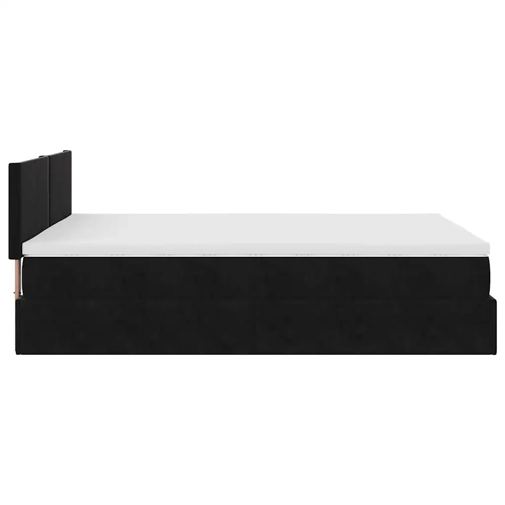 Struttura Letto Pouf con Materasso Nero 140x190 cm in Velluto 3312550