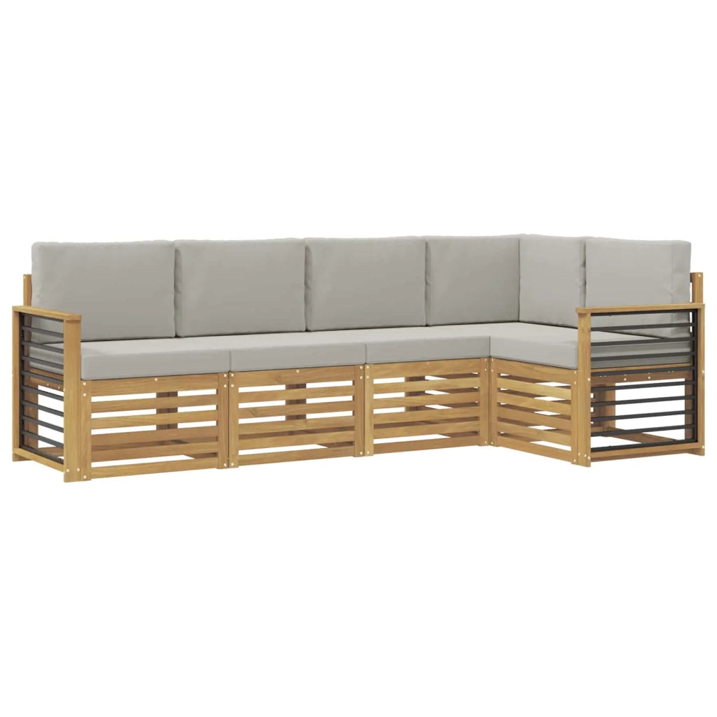 Set di divani da esterno 5 pcs Bianco e Grigio Chiaro