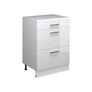 Mobile per mansarda Rion Bianco lucido/Bianco 60 x 83.8 cm senza inclinazione con 3 cassetti Vicco