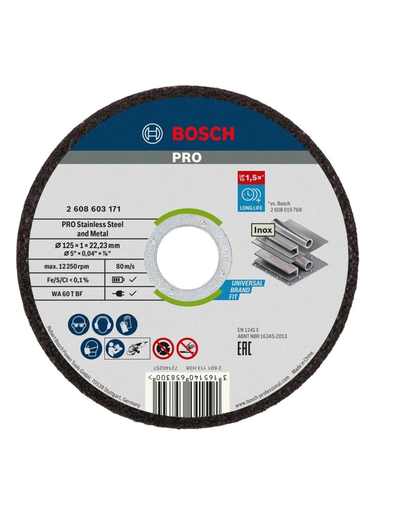 Cubo 100 dischi BOSCH Stainless Steel and Metal 125x1mm