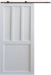 Porta scorrevole Officina 2 pannelli bianchi, larghezza 73 +  binario in acciaio nero