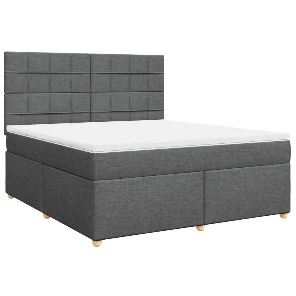 Giroletto a Molle con Materasso Grigio Scuro 180x200 cm Tessuto