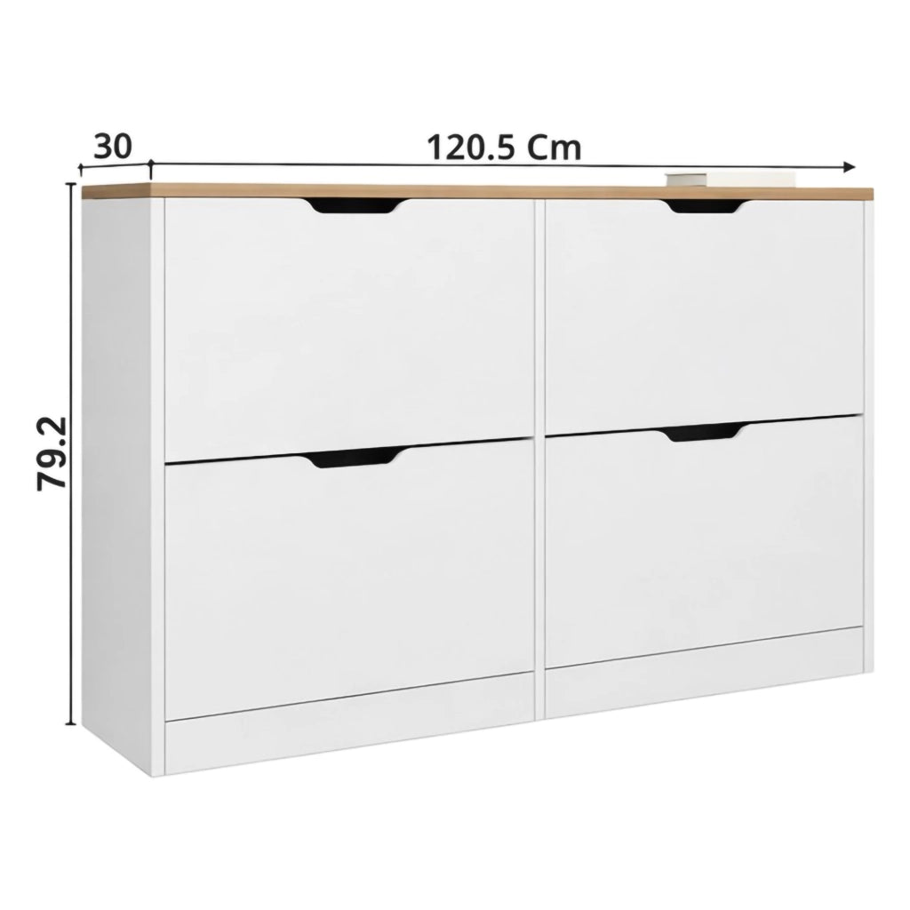 Mobile Portascarpe Invorio, Scarpiera 4 Ripiani, 121x30x79h cm Bianco