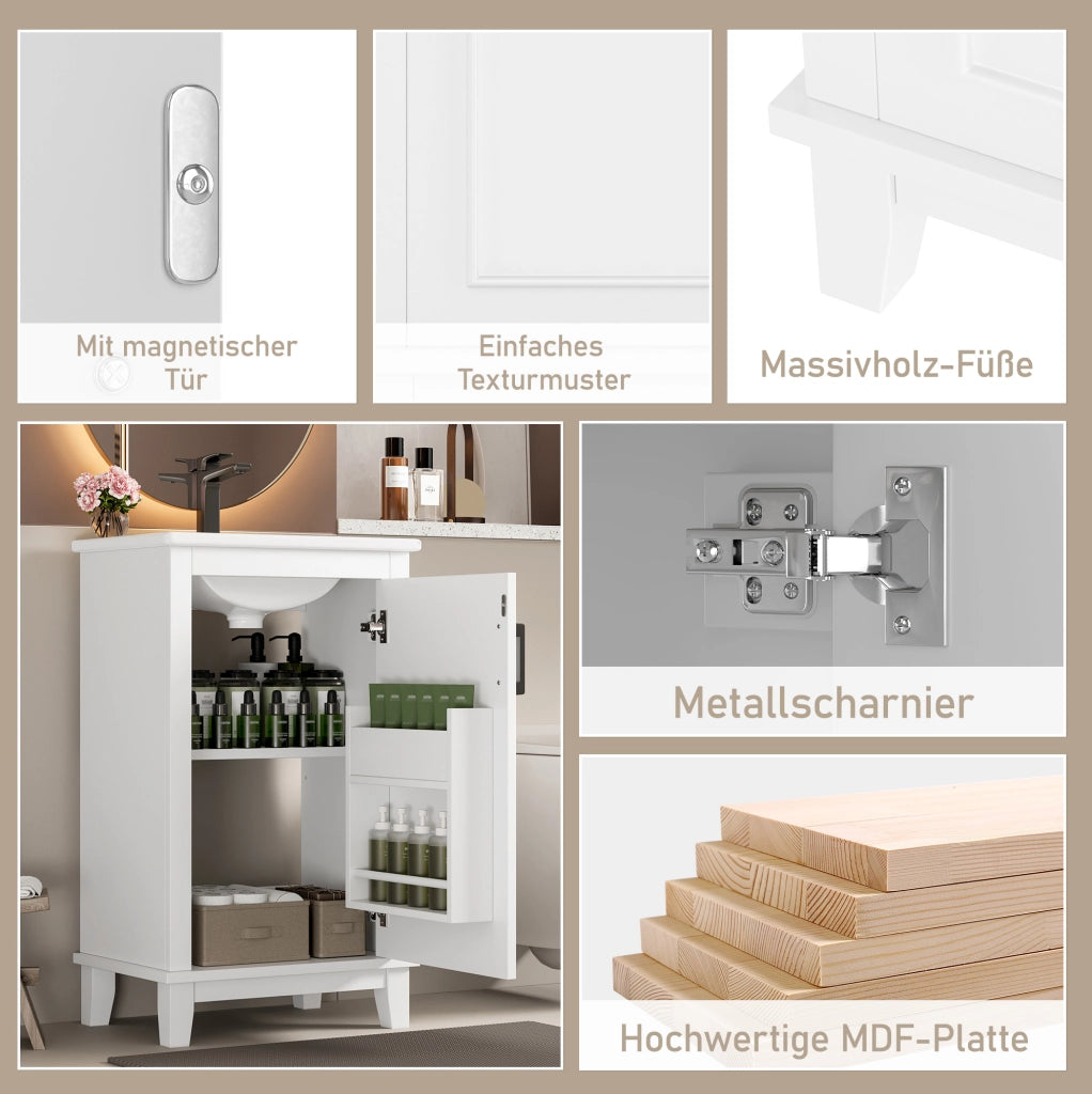 Mobile bagno freestanding con lavabo integrato e ripiani regolabili