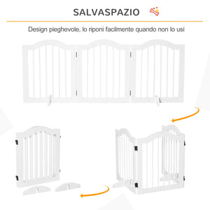 Cancelletto di Sicurezza Pieghevole per Animali Domestici 154,5x29,5x61 cm in Legno e MDF Bianco
