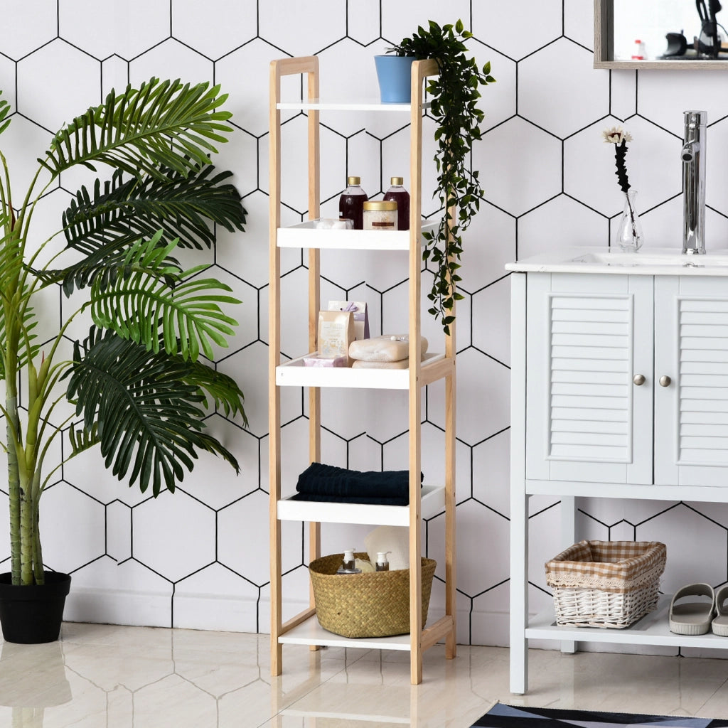 Mobiletto da Bagno Legno ¨C zephmum ¨C Beige Bianco 32x30x130