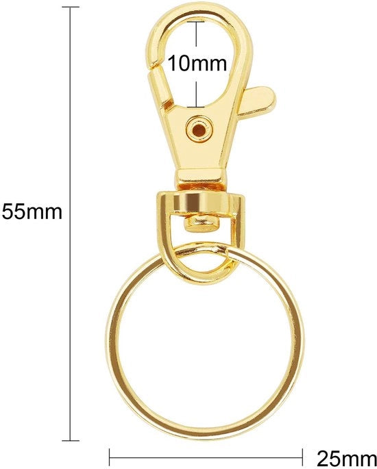 Sistema di Appesi Chiavi a Cappello 20 pezzi - Chiusura a molla - Appesi Chiavi a Anello - Hobby/Accessori - 38 mm Lungo - Anello a Cappello di Alta Qualità - Appeso a Cappello a Pistola
