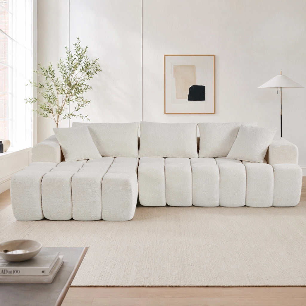 DIVANO Modulare 249,94 cm in Velluto Bianco