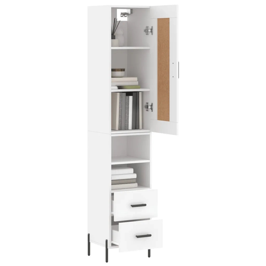 Credenza-Buffet-Armadio da cucina Bianca 34,5x34x180 cm in Legno Multistrato 330966