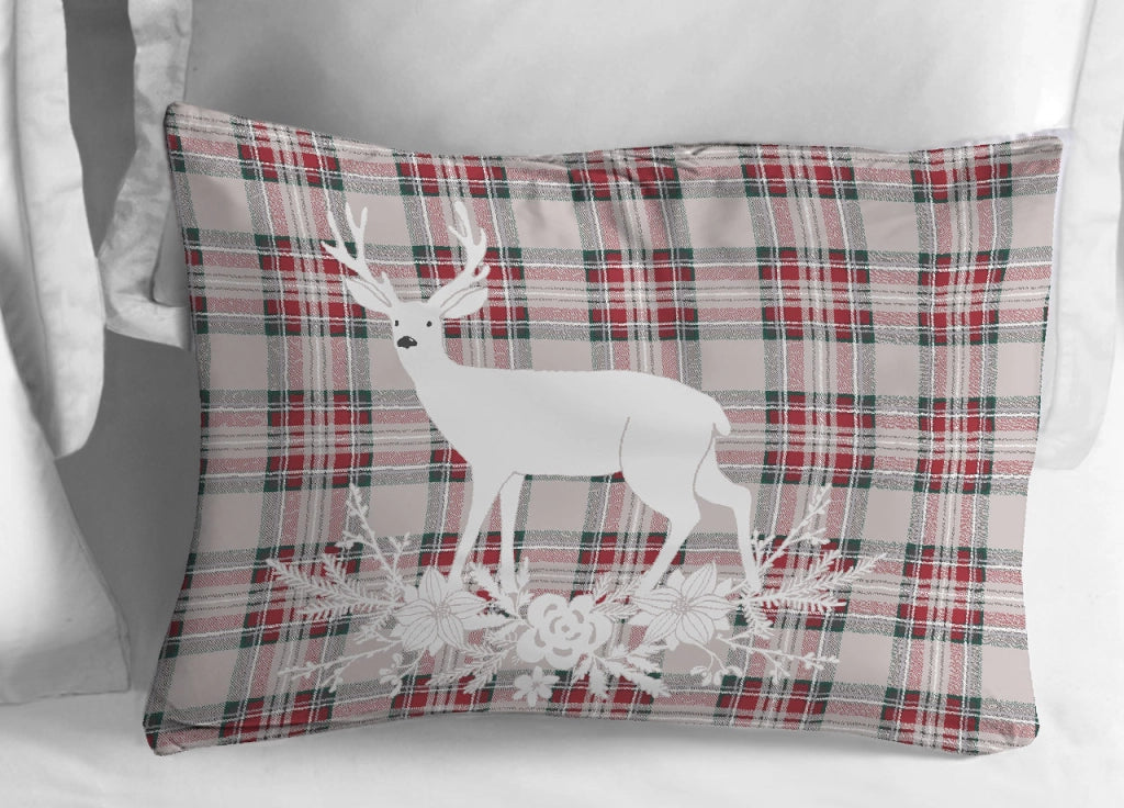 Copripiumino Sacco Piumone Cotone Flanella Pensieri Delicati Dis. Tartan Cervo - Singolo - Rosso