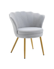 Poltrona Conchiglia Camera da Letto in Velluto Design Moderno Maddina Grigio