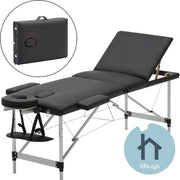 Tavolo di Massaggio Luxe Portatile – Con Supporto Cervicale Regolabile e Borsa Portatile – 186x60cm – Tavolo di Massaggio Professionale - Nero