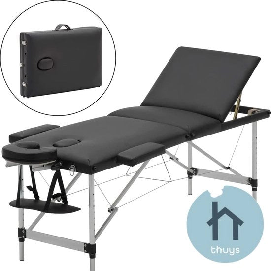 Tavolo di Massaggio Luxe Portatile – Con Supporto Cervicale Regolabile e Borsa Portatile – 186x60cm – Tavolo di Massaggio Professionale - Nero
