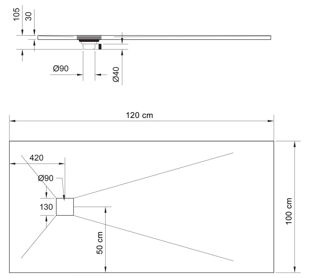 Piatto Doccia in Pietra 100x200 cm Pedrinelli Ardesia Stone Side Tortora