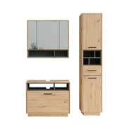 Vicco Set di mobili da bagno Rovere artigianale/antracite 3 parti con colonna