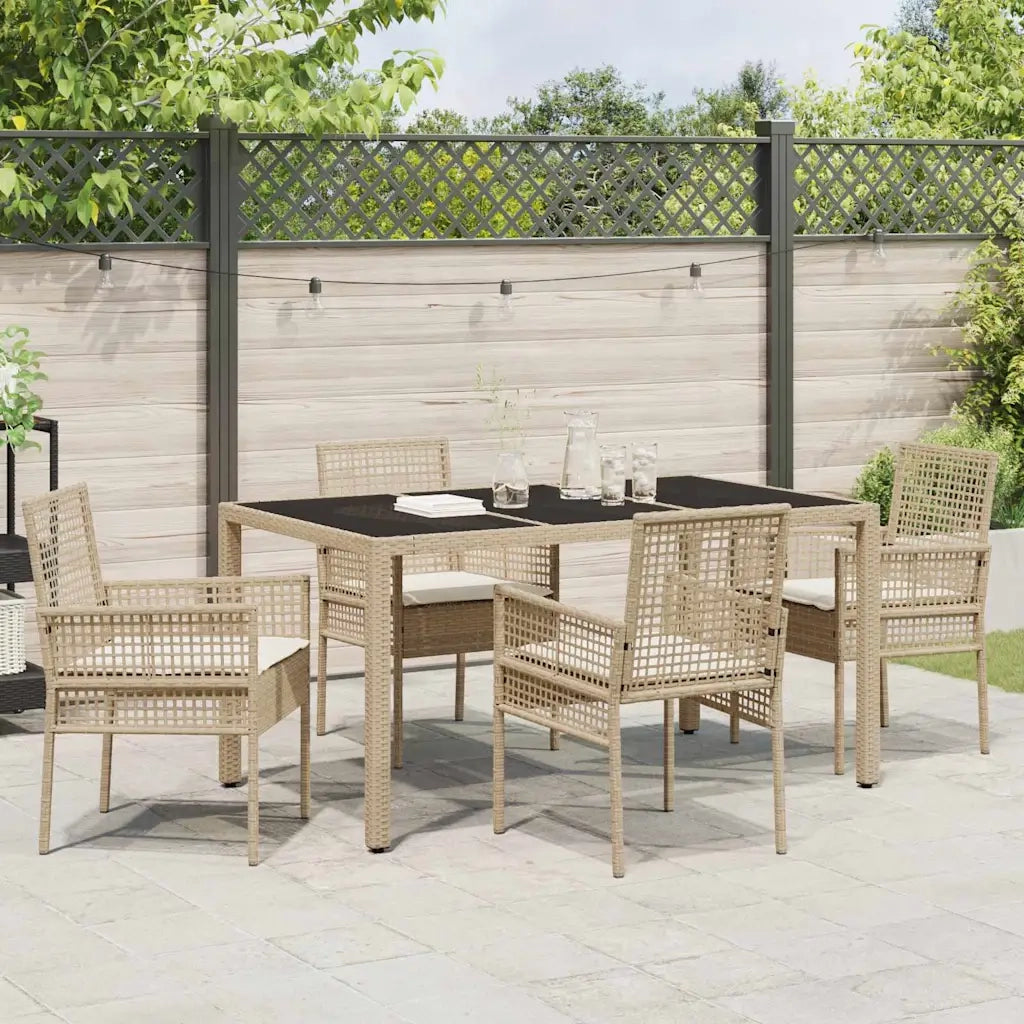 Set da Pranzo per Giardino 5 pcs Beige polyrattan 3334889