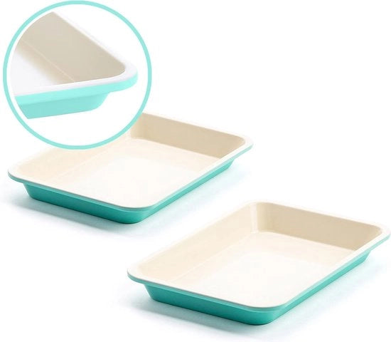 Set di piastre da forno ceramica a doppia faccia con rivestimento antiscivolo, 33 cm x 23 cm, PFAS libero, lavabile in lavastoviglie, resistente al forno