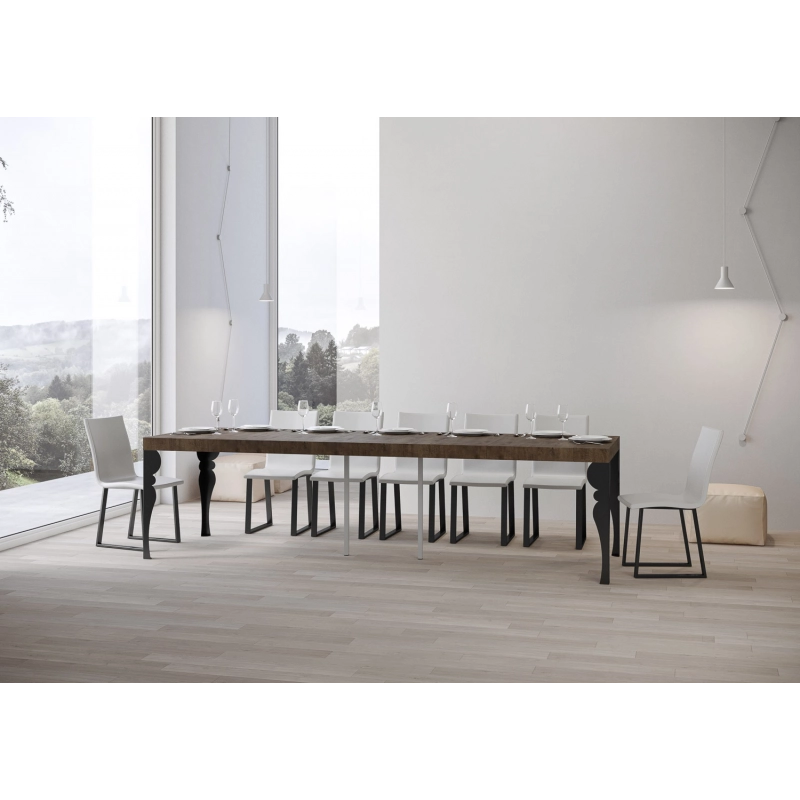Consolle allungabile 90x40/300 cm Paxon Premium telaio Antracite - Noce