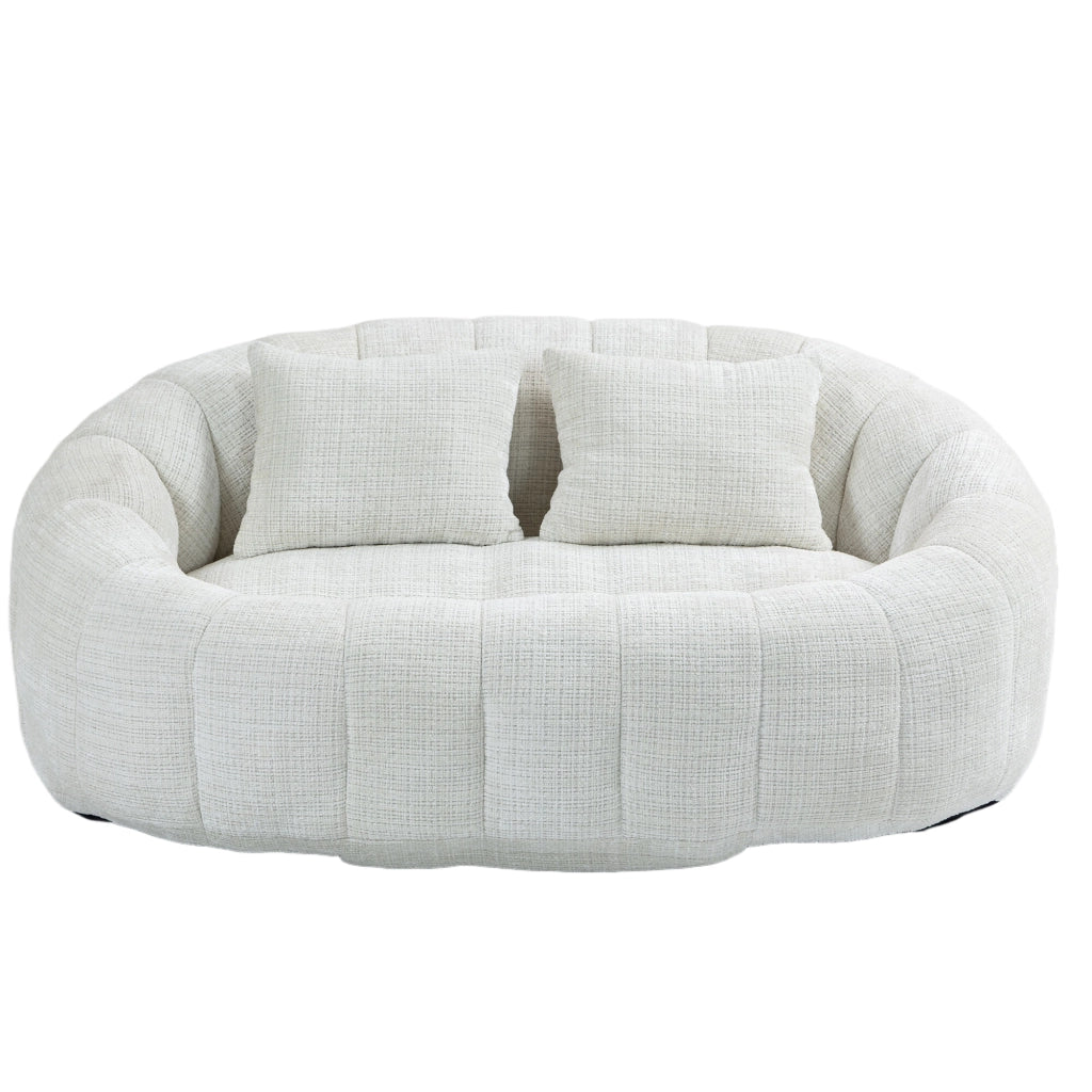 Divano Pouf Lazy Bag con Schienale Alto ¨C MINIMAL ¨C Beige, Tessuto Chenille, per Adulti e Bambini