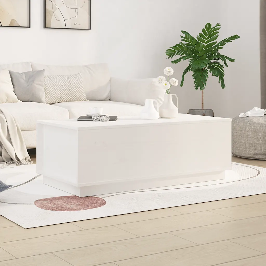 Tavolino da Salotto-Tavolino da soggiorno-Tavolo Bianco 100x50x35 cm Legno Massello di Pino 502540