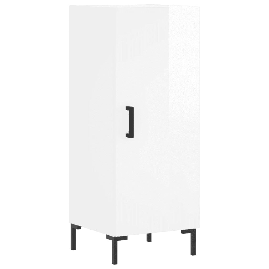 Credenza Bianco Lucido 34,5x34x90 cm in Legno Multistrato