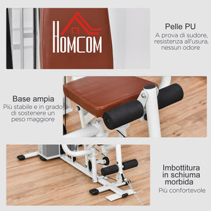 Stazione Fitness Multifunzione 150x110x210 cm in Acciaio e PU Bianco