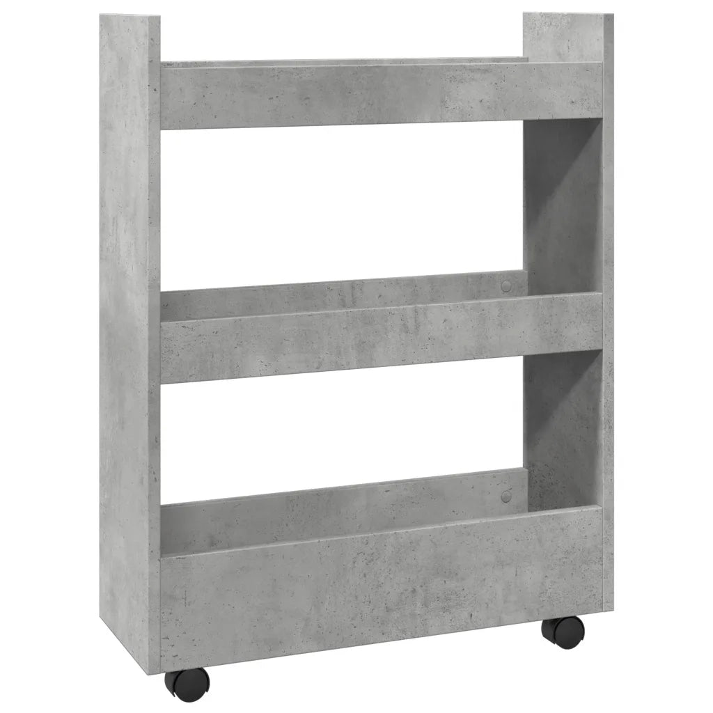Carrello Stretto a 3 Livelli Grigio Cemento in Truciolato 855253