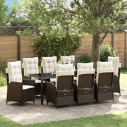 Set da Pranzo per Giardino con cuscino 9 pcs Marrone polyrattan 3380497