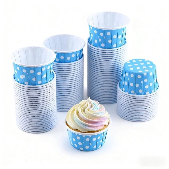 Cuppi Mini Muffin 100 Stuks - Forme in Papier - Polka Dot - Decorazioni per Festa di Compleanno - Impermeabili all'Olio - Forme per Cupcake