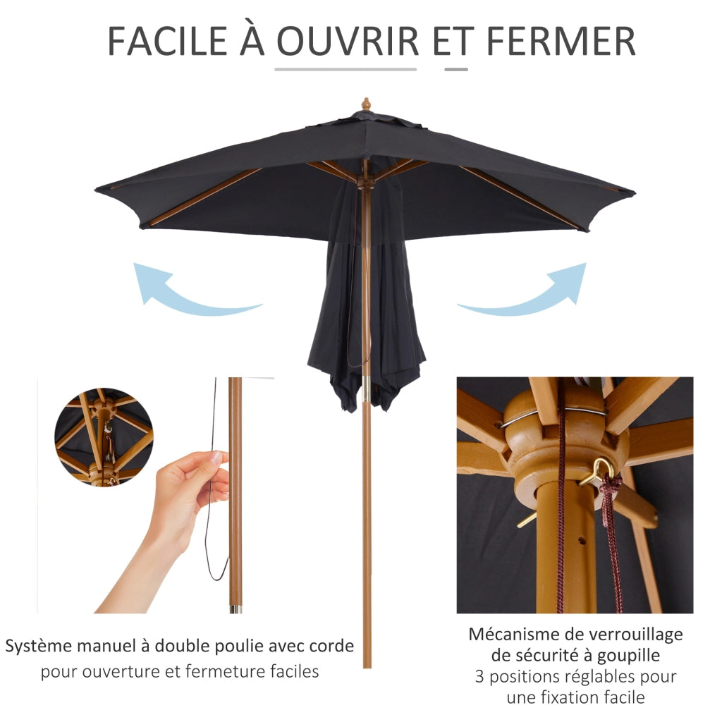 Ombrellone da giardino esterno doppio tetto esagonale ¨C zephmum ¨C Bamb¨´ nero ? 250x230 cm