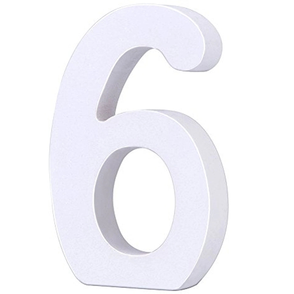 Trade Shop - Numero 6 In Legno Bianco Decorazione Confettata Matrimonio Compleanno Promessa -