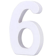 Trade Shop - Numero 6 In Legno Bianco Decorazione Confettata Matrimonio Compleanno Promessa -