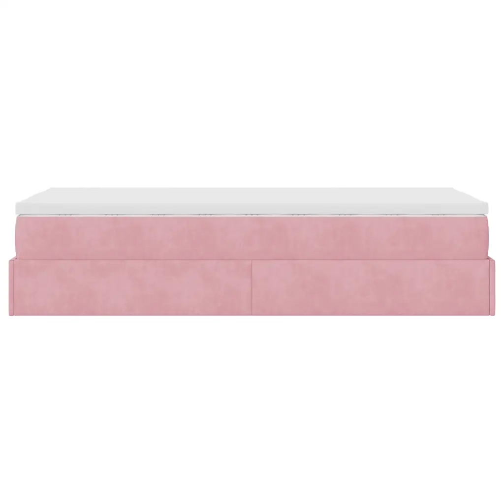 Struttura Letto Pouf con Materasso Rosa 80x200 cm Velluto 3311152