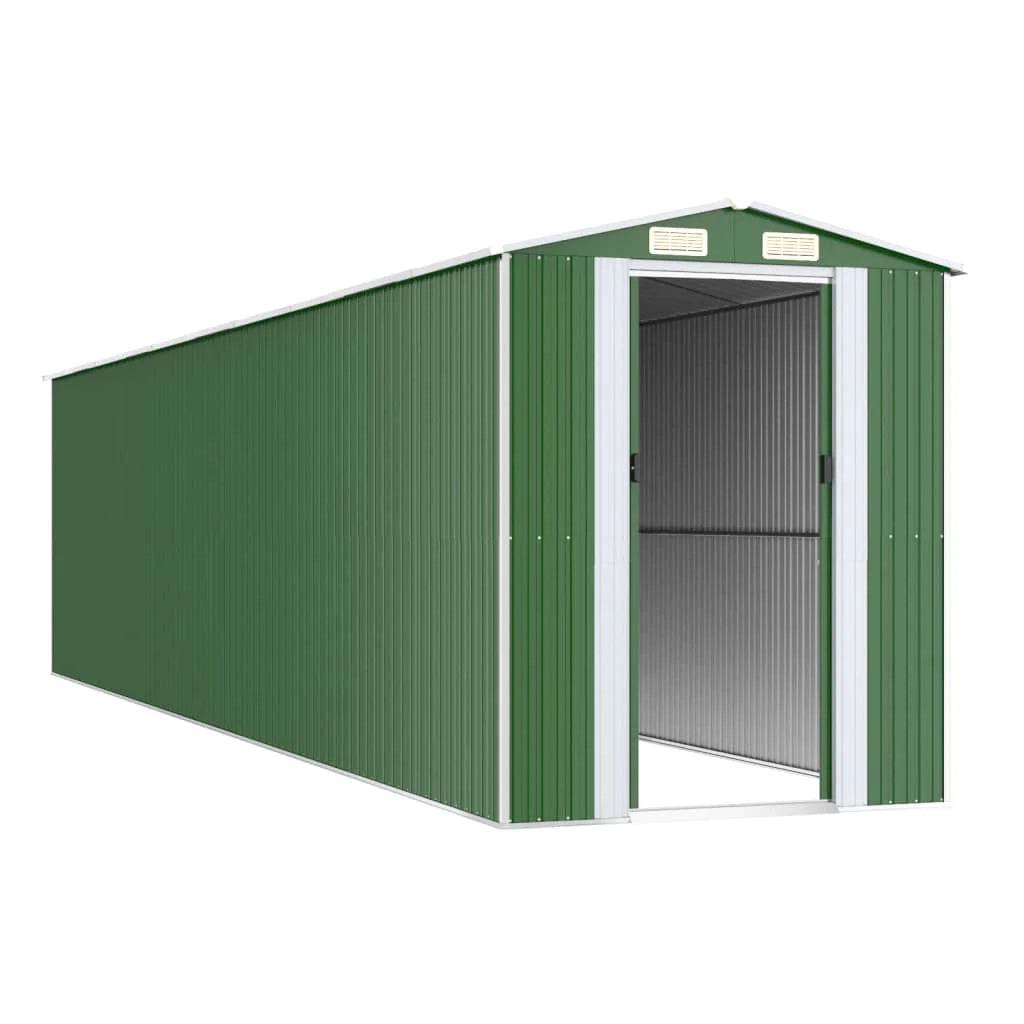 Casetta da giardino cabina ripostiglio casetta da esterno robusta casetta per attrezzi 192 x 855 x 223 cm acciaio zincato verde 02_0022369