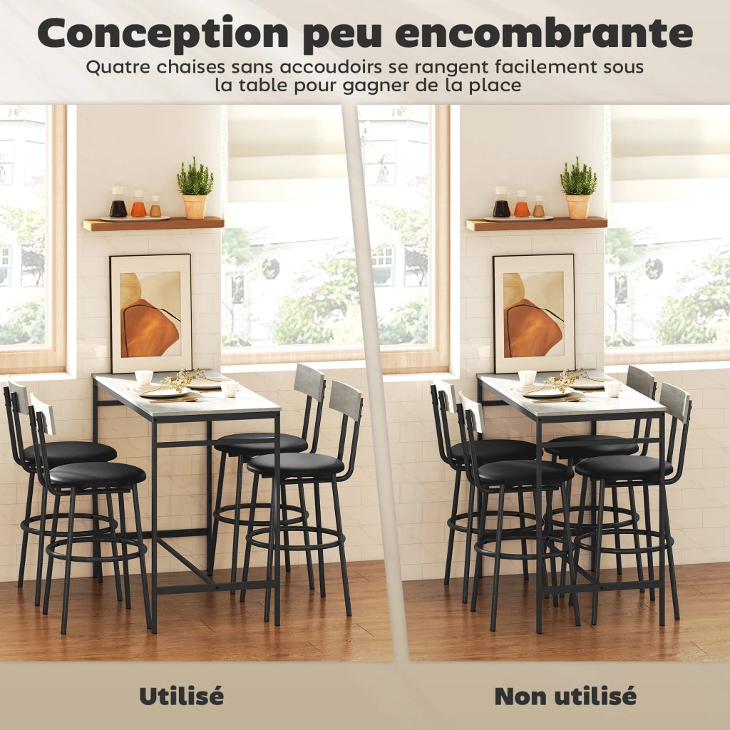 Tavolo da bar con sgabelli ¨C Minimal ¨C bianco, acciaio, 110x55x90 cm