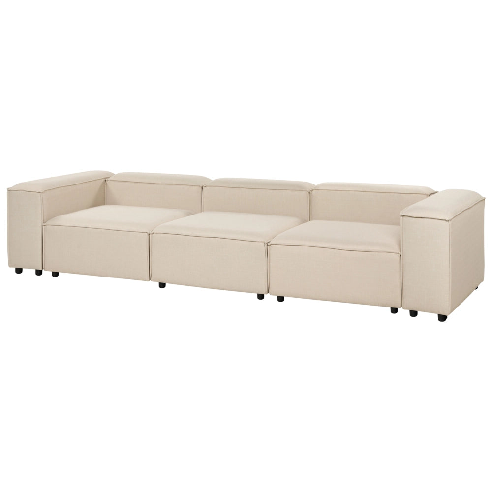 Divano moderno modulare 3 posti imbottito in tessuto beige con gambe soggiorno moderno