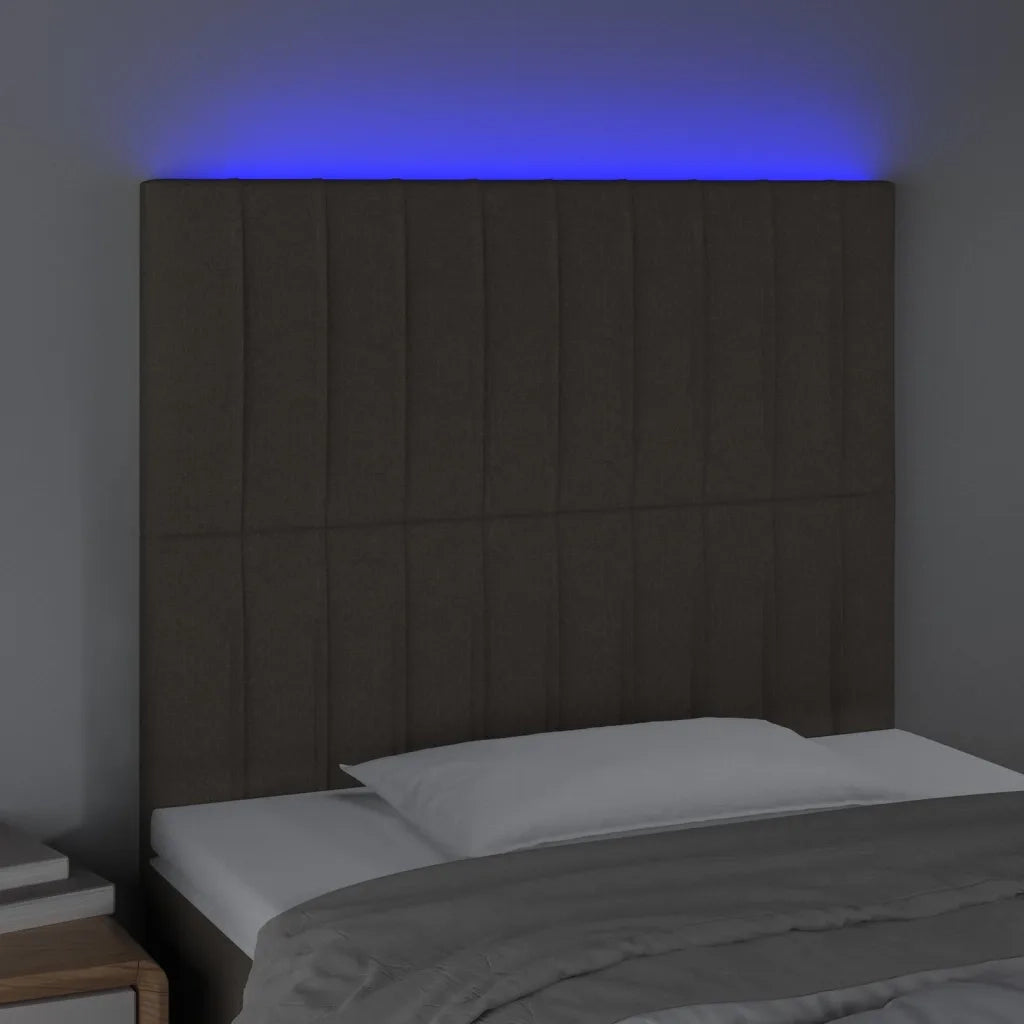 Testiera | Testata a LED Tortora 80x5x118/128 cm in Tessuto