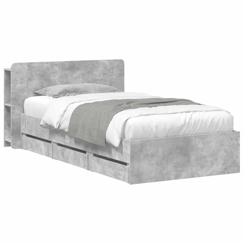 Struttura del letto con stoccaggio e testata Grigio Cemento 3433920