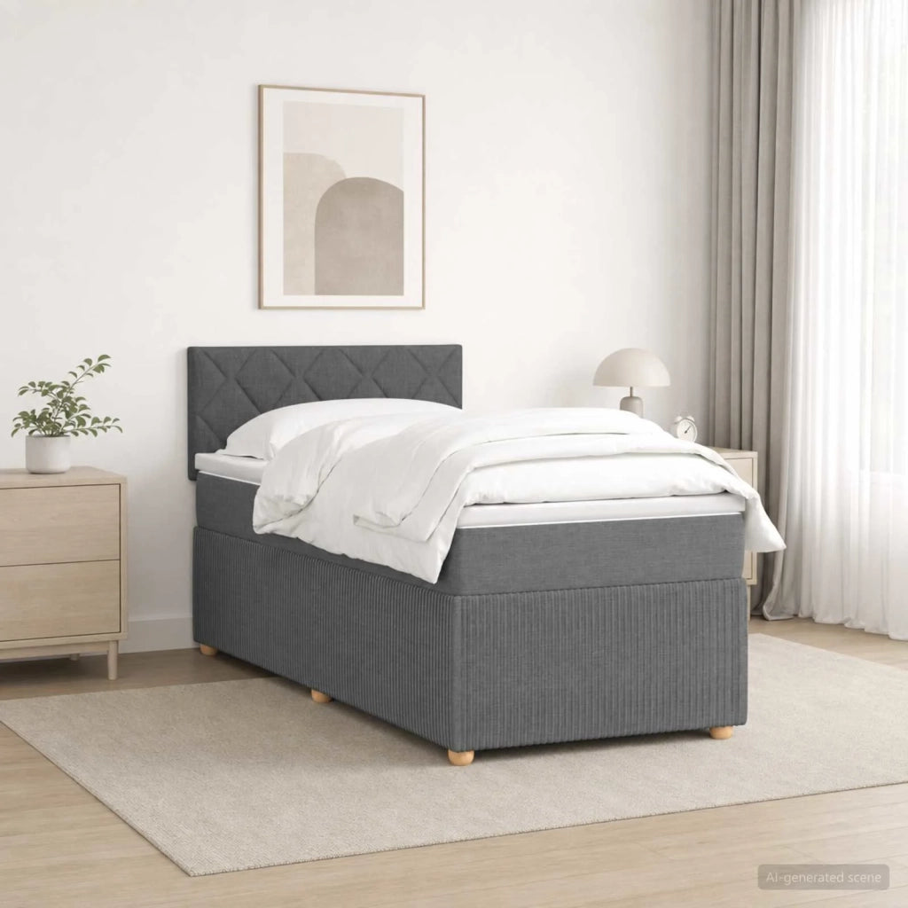 Letto box spring con materasso Grigio Scuro 90 x 190 cm Tessuto 3452828