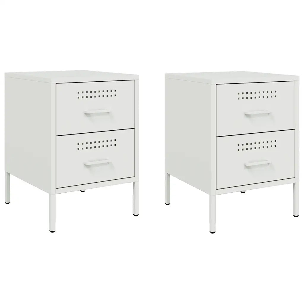 Comodini 2 pz Bianchi 36x39x50,5 cm in Acciaio
